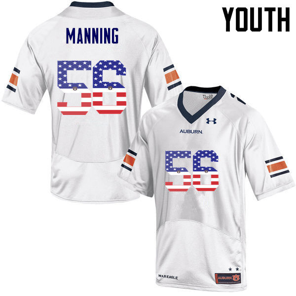 Youth #56 Tashawn Manning Auburn Tigers USA Flag Fashion College Football Jerseys-White